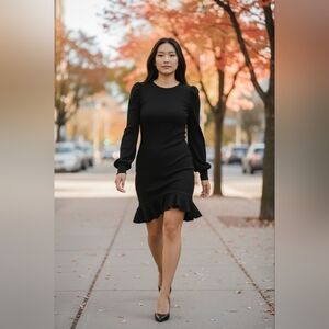 Byinns casual/comfy long sleeve ruched sides black women's large Knit Dress NWT